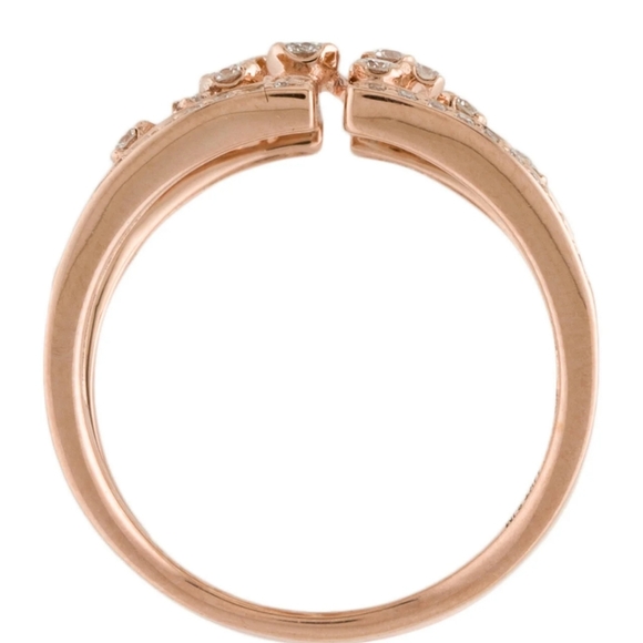 14 K Rose Fold Ring with a half Caret of Round Diamonds - Picture 5 of 7